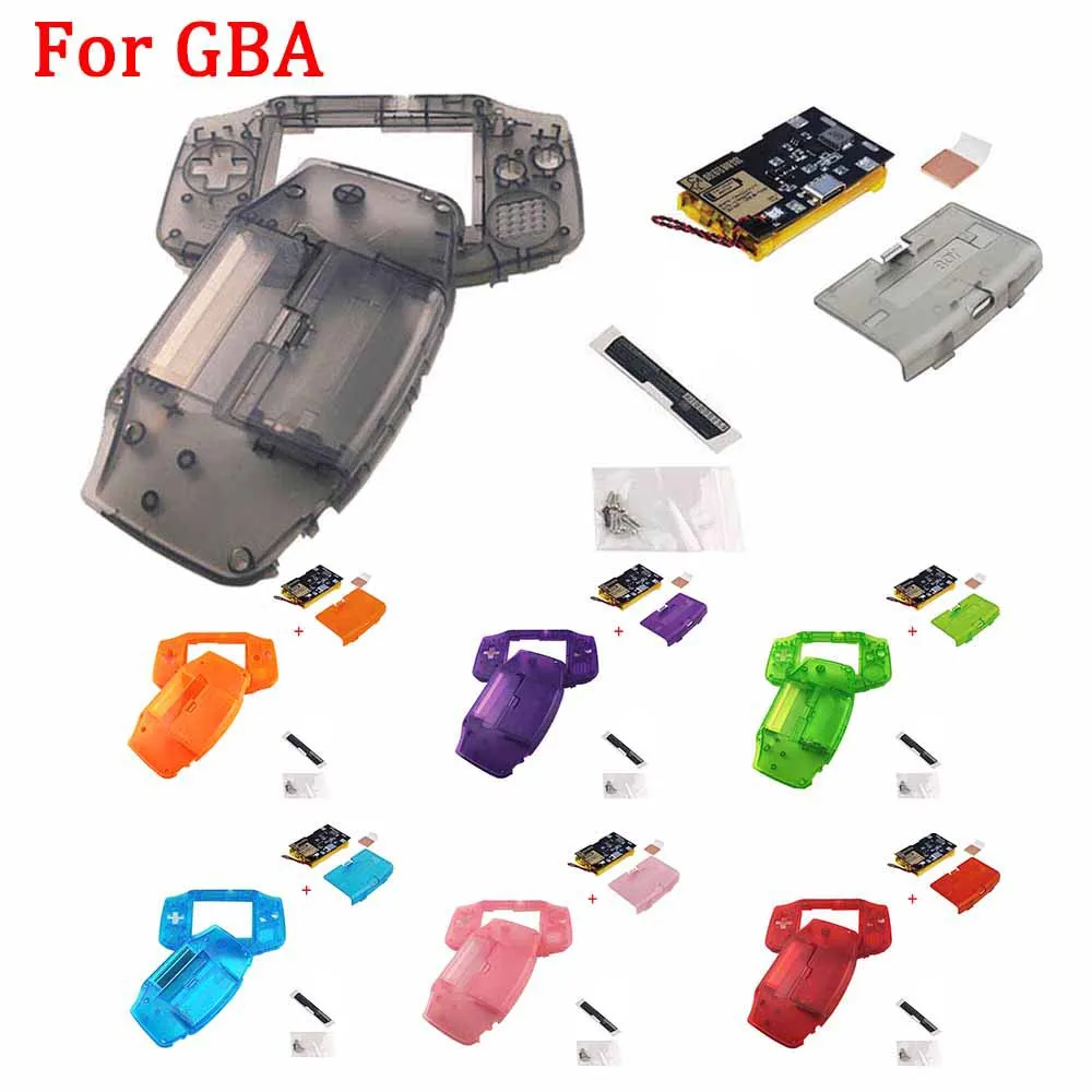 

IPS Clear Shell Case with Lipo 1800mAh Built-in Lithium Battery Type-C Charging For GBA GameBoy Advance IPS V3 LCD Screen Kits