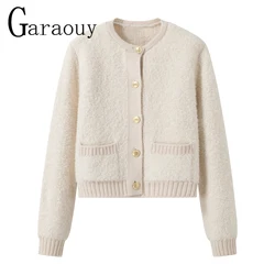 Garaouy 2024 Spring Women Simple O Neck Long Sleeved Single Breasted Knit Cardigan Jacket Casual Elegant Female Sweater Coats