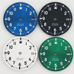 NH35 Watch Dial 29mm Green Black Blue White Watch Dial Luminous fit NH35 Movement fit 3 o'clock crown 3.8 o'clock crown  ﻿