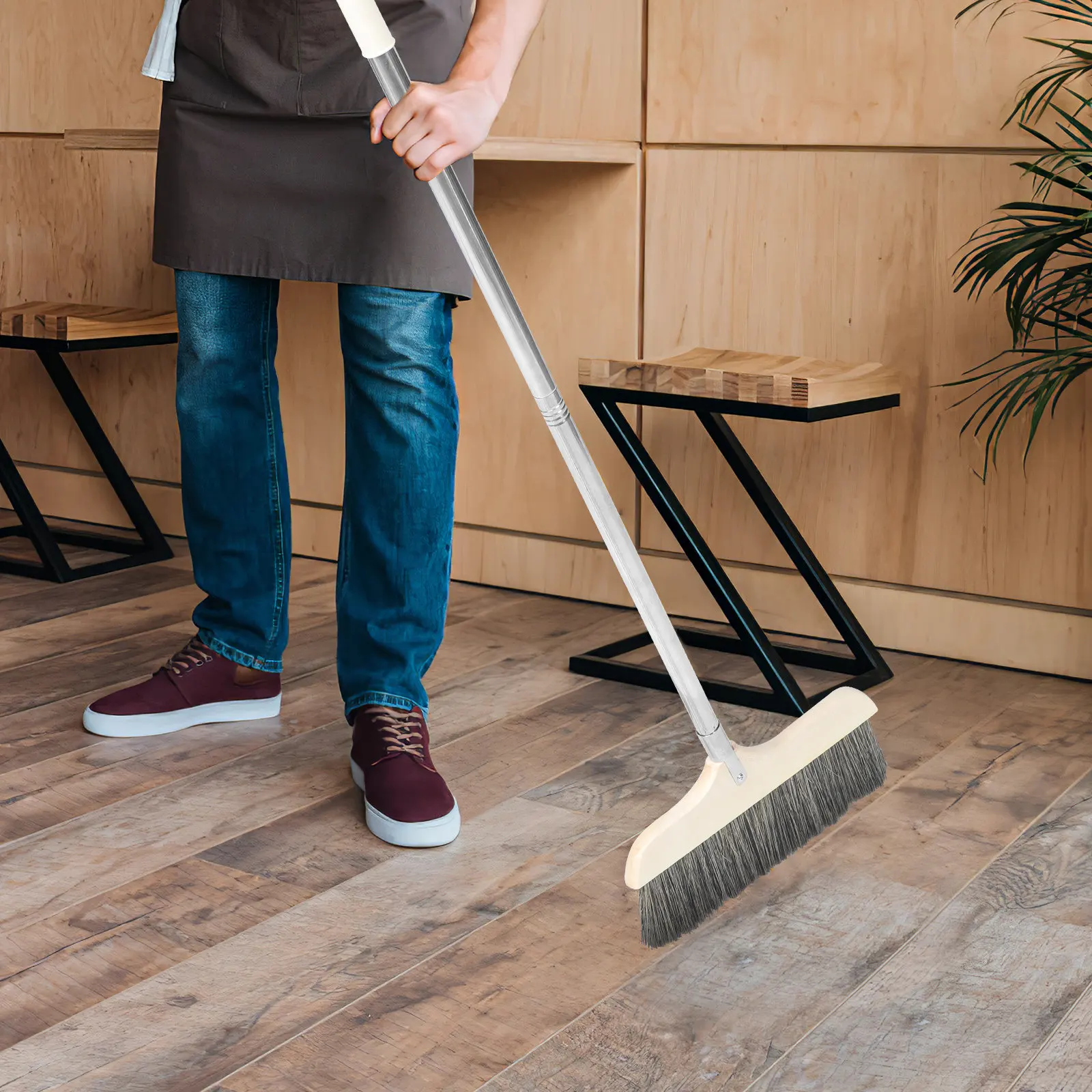 Smooth Surface No Burrs Indoor Sweeping Broom Soft Bristles Hang Hole Design Space Saving Kitchen Broom for Hardwood Floors