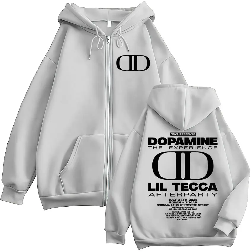 مغني الراب ليل تيكا Dopamne ألبوم الشعار 2025 سستة هودي الرجال خمر عالية الجودة زمم البلوز الهيب هوب المتضخم سترة هوديي #6