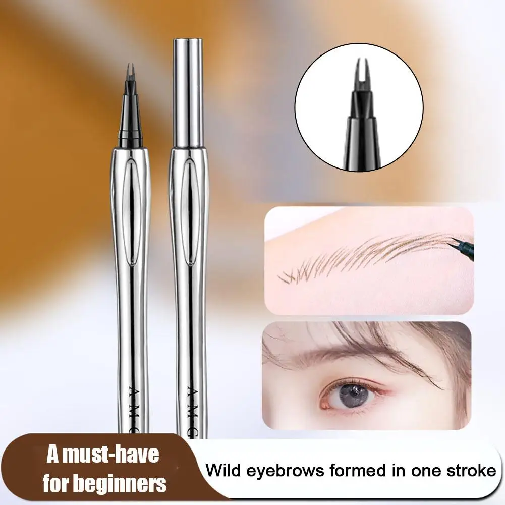 2 Forks Liquid Eyebrow Pen Lower Eyelash Eyeliner Aegyo-sal Hair Line Pencil Waterproof Natural Wild Brows Eyes Beauty