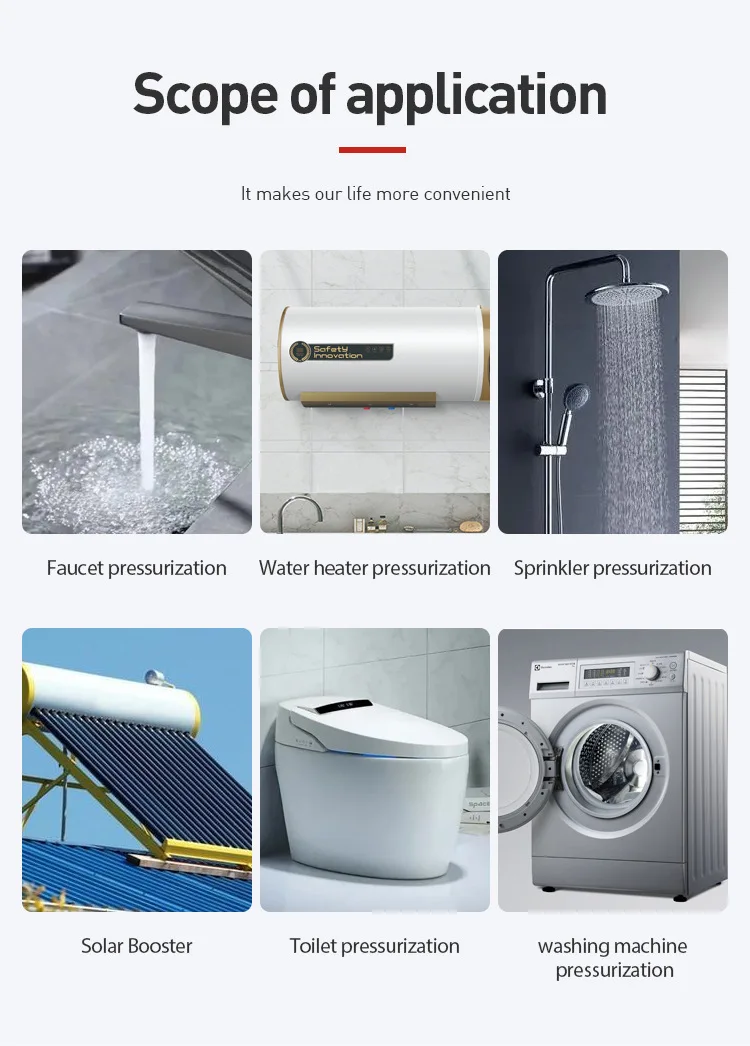 Acarps Automatische Druckerhöhungspumpe, 150 W, 24 V, Wasserpumpe, Heimduschkopf, Warmwasserbereiter, Wasserhahn, zusätzlicher Wasserdruck, geräuschlose Pumpe – Detail 9