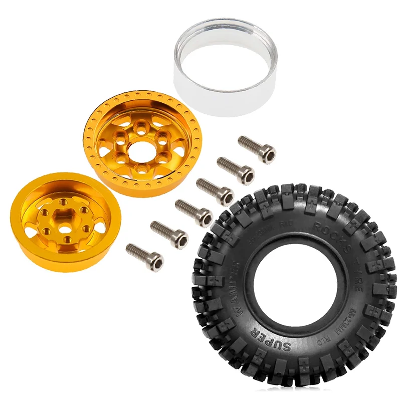 JABS-RC Crawler Car Accessories- Metal Beadlock Wheel Tire Set(4Pcs), 1.0