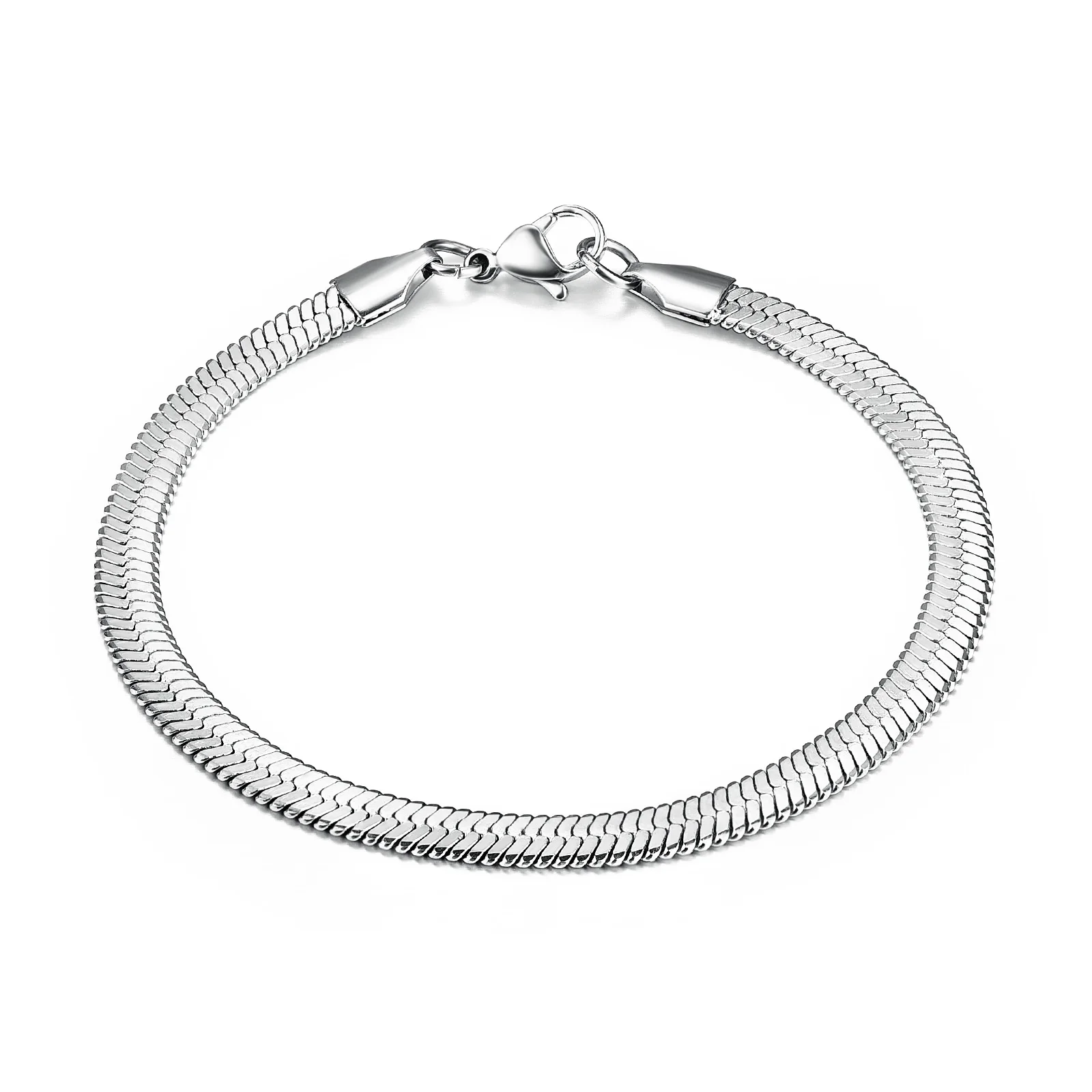 Stainless Steel Gold Plated Flat Snake Chain Accessories Jewelry Gift Bracelets Bangles For Women Herringbone Chain