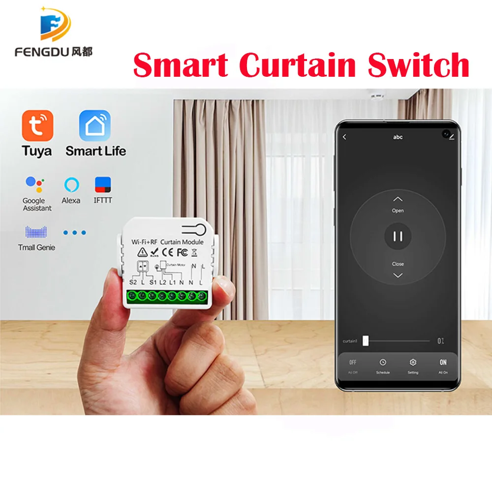 

WiFi RF Smart Curtain Module Switch for Electric Roller Shutter Motor Tuya Wireless Remote Control Work Alexa Google