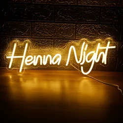 Letrero de neón de noche de Henna LED personalizado, letrero de boda, luz Led USB, decoración de pared de Arte de dormitorio, lámpara estética