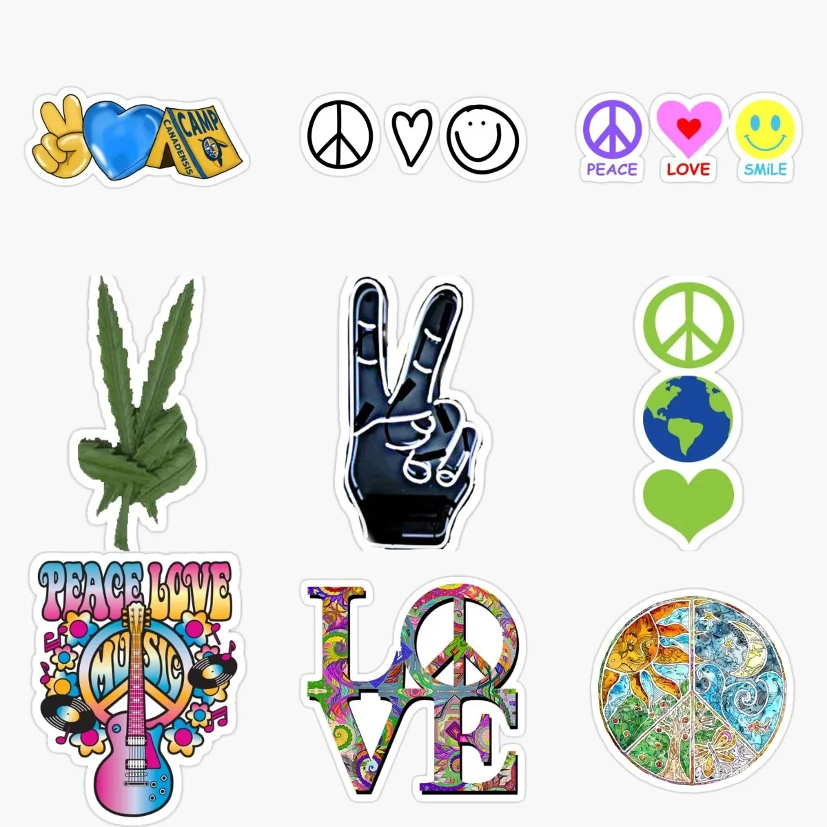 

Peace Love PVC Creative Waterproof Stickers for Decorate Wall Table Car Motorcycle Helmet Camper Bumper Window Decal