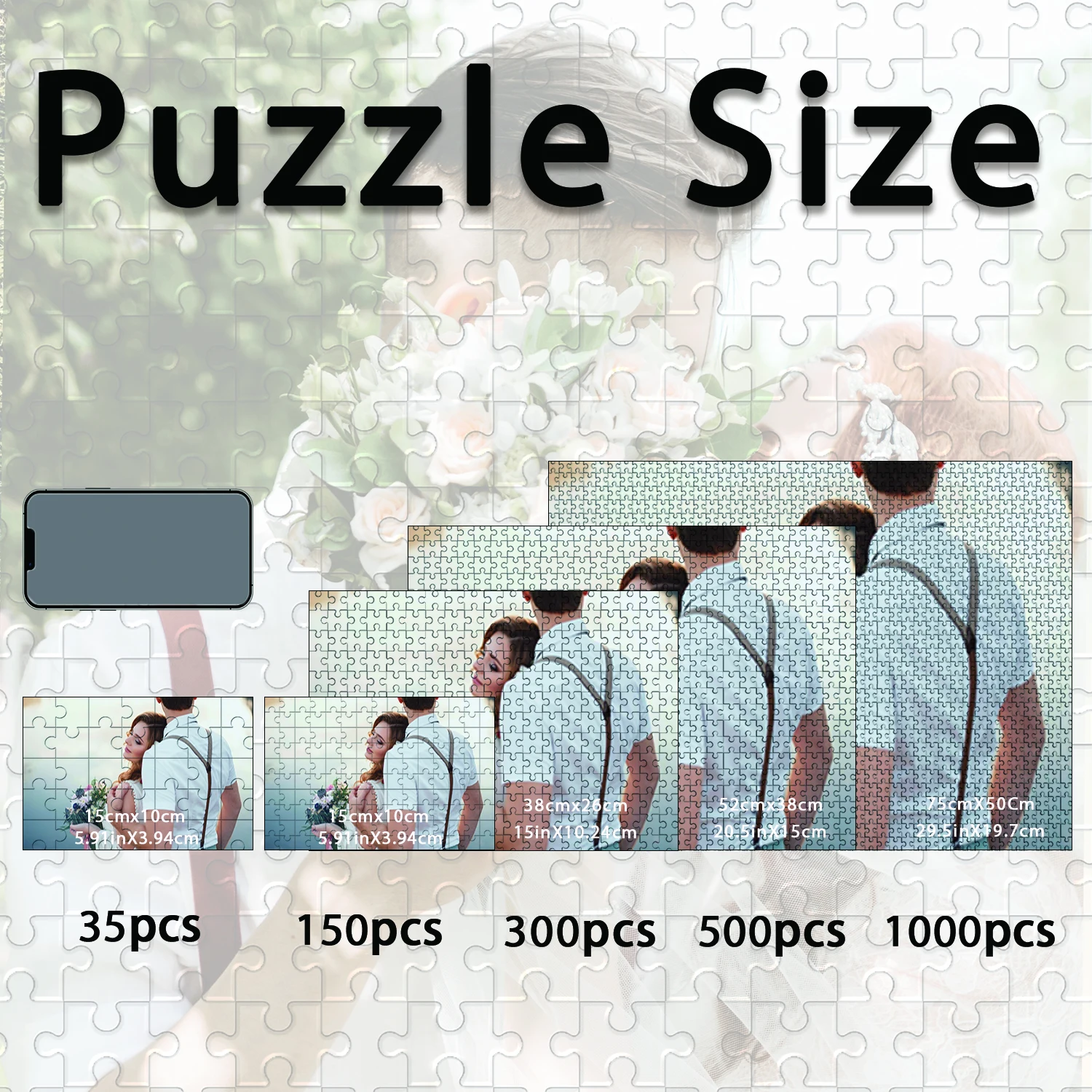 35/150/300/500/1000pcs nice couple Custom Photo Personalised Decompression Puzzles Custom DIY Personalised Photo Portrait Puzzle
