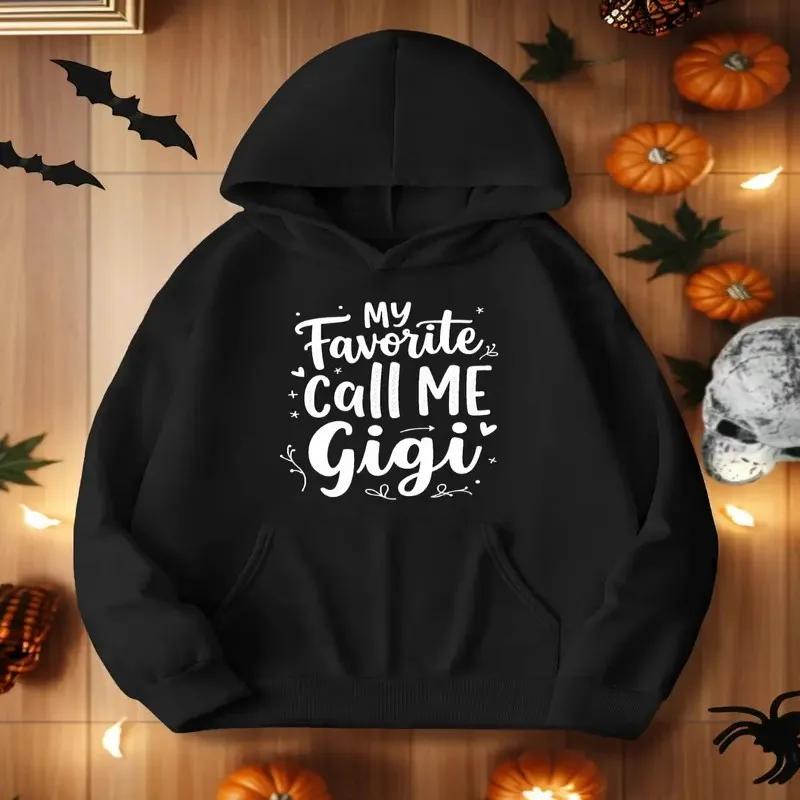 

Зима-Осень Толстовка оверсайз Женская одежда больших размеров Женская моя любимые люди зовут меня Джиги Топ из чистого хлопка Комфорт