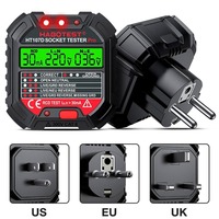 HT107 Socket Tester Pro, Voltage Tester, RCD 5/30mA Detector, Ground, Neutral Plug Polarity Phase Checker Electrical Safety Tool