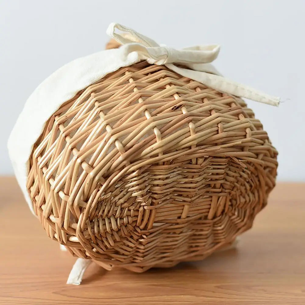 Cesta de mimbre con lazo para niña, cesta de flores para decoración de boda con asa, cesta de frutas portátil, contenedor de almacenamiento para