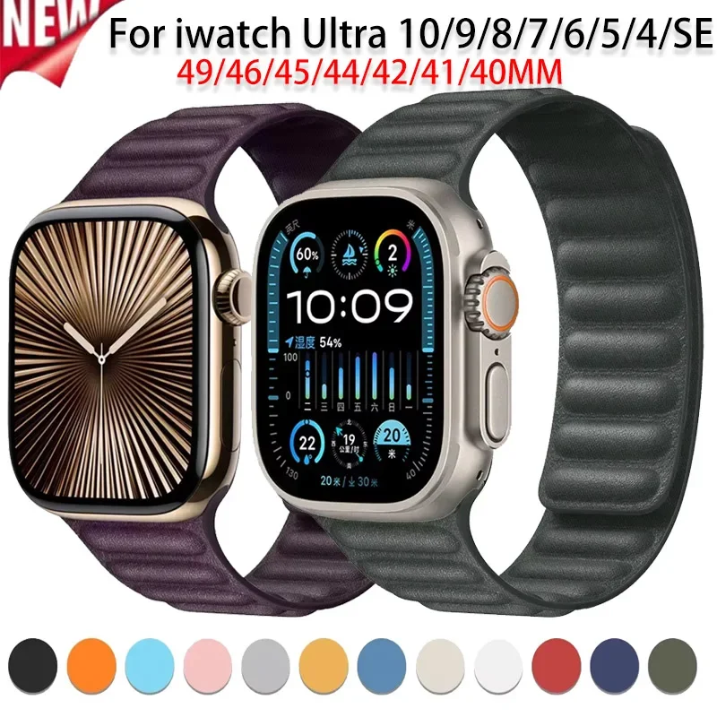 حزام سيليكون مغناطيسي لساعة أبل الترا 3-1 49 مللي متر 10/11 46/42 مللي متر 9 8 7 45 مللي متر 41 مللي متر استبدال معصمه iwatch 6 5 4 SE/3 44/40 مللي متر