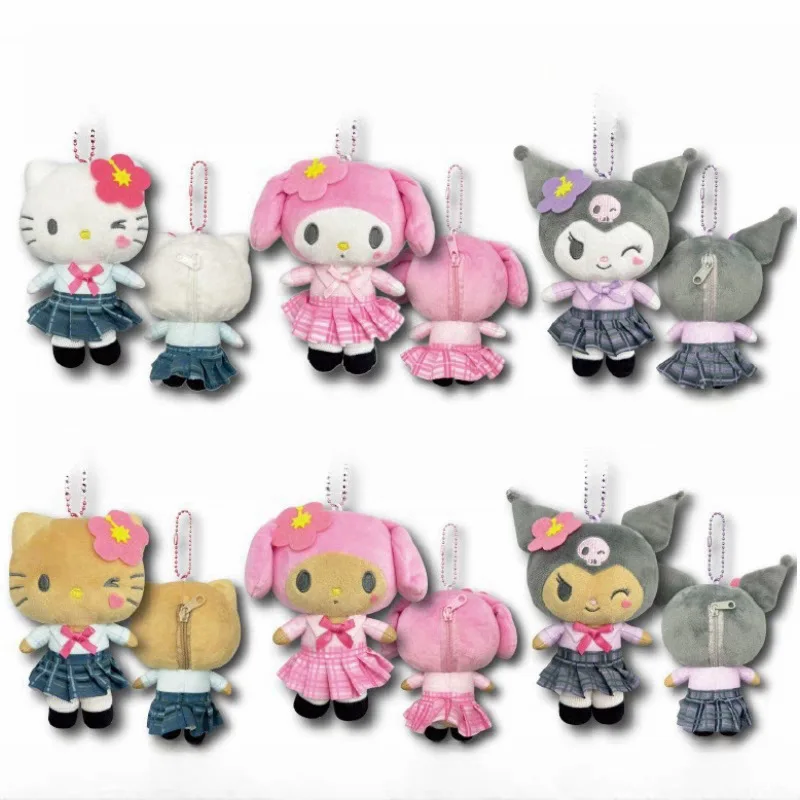 

Hello Kitty Kuromi Melody Plush Pendent Black Skin Plush Toys 15-17CM Kawaii Backpack Pendant Keychain Girl Birthday Gift
