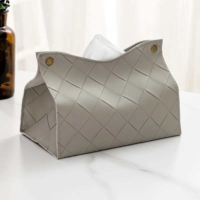 Tissue Box Cover PU Leather Tissue Holder Square Facial Tissue Case Facial Paper Organizer Dispenser for Bathroom Kitchen JAF081