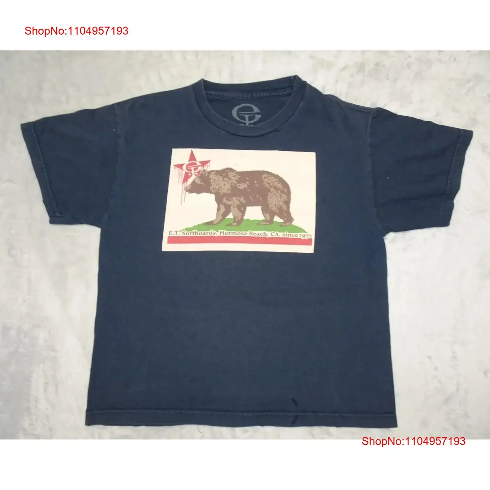 ET ألواح ركوب الأمواج كاليفورنيا الدب العلم تي شيرت تصفح تزلج الشارع متوسطة الأزرق هيرموسا خمر غسلها تنفس عادية #1
