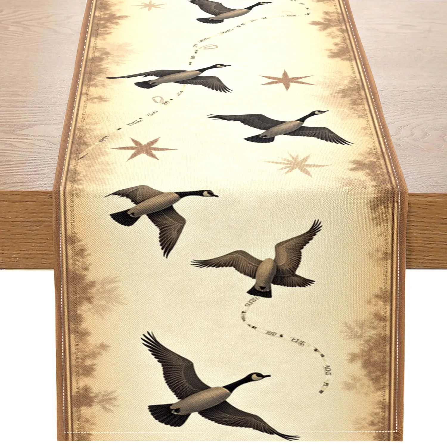 

1 шт. настольная дорожка на тему птицы в стиле ретро с летающими птицами, компасом, звездным узором, подходит для вечеринки в природу, домашнего декора, фотофонной сцены.