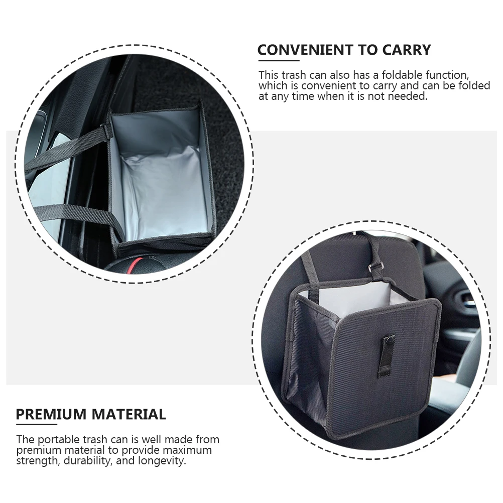 

Portable Car Trash Can Foldable Waste Container Bag Polyester Material Hook Design For Car Travel Garbage Box Storage ganizer