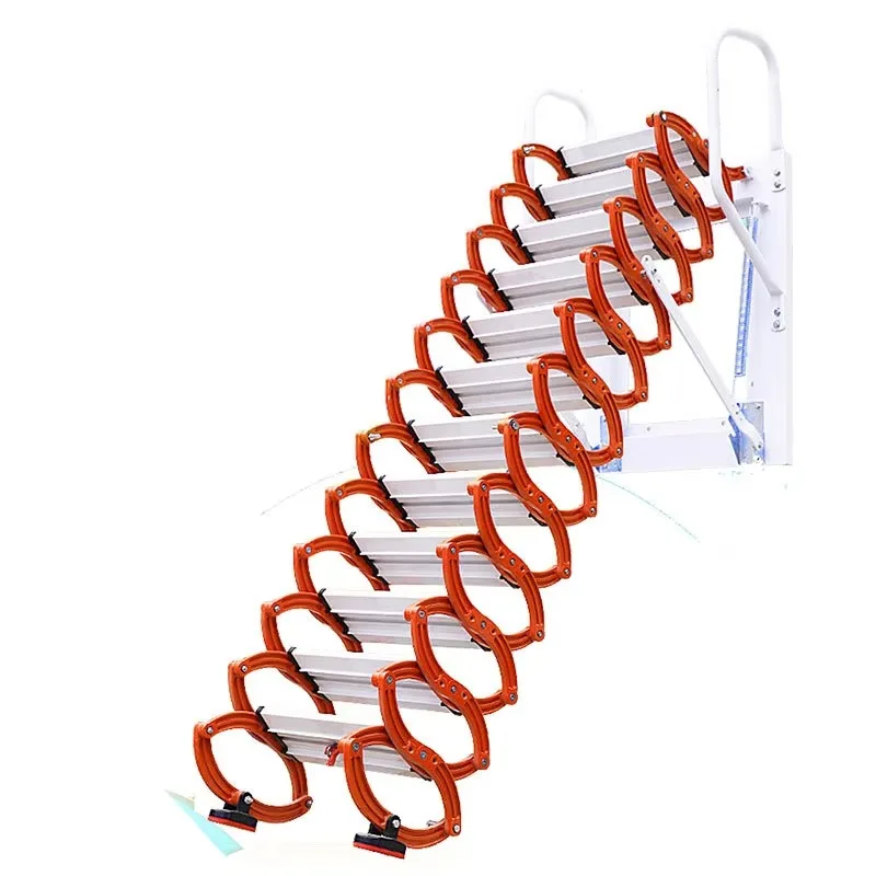 Customized Indoor And Outdoor Wall Mounted Attic Staircase Villa Manual Contraction Folding Invisible Stretching Ladder Lifting