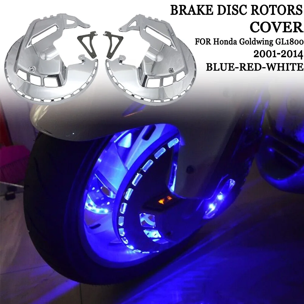 For Honda GL1800 Goldwing 2001-2014 F6B 1 Pair Motorcycle Front Brake Rotor Covers LED Ring Of Fire Moto Brake Cover Light Case