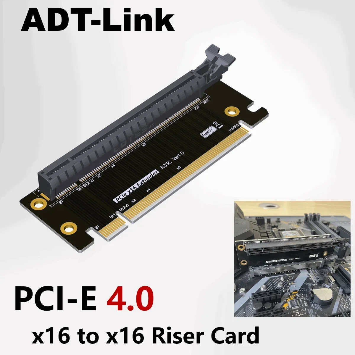 

ADT-Link PCI-E 4.0 x16 Gen4 90° Connector Testing Protection Card GPU Expansion Riser Extended Card Adapter PCIE Extender Slots
