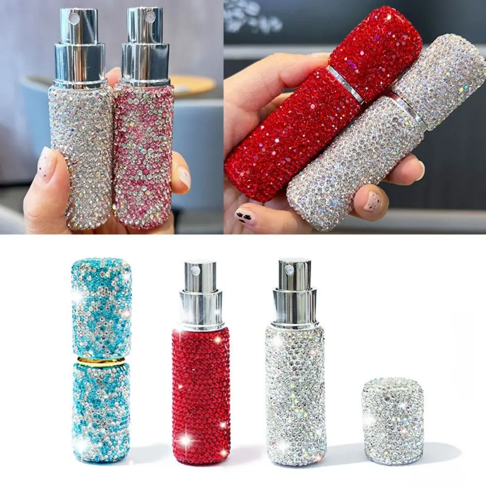 Sample Vial 10ml Diamond-encrusted Perfume Bottle Luxury Press Pump Refillable Spray Bottle Shiny Empty Travel Sub-bottling