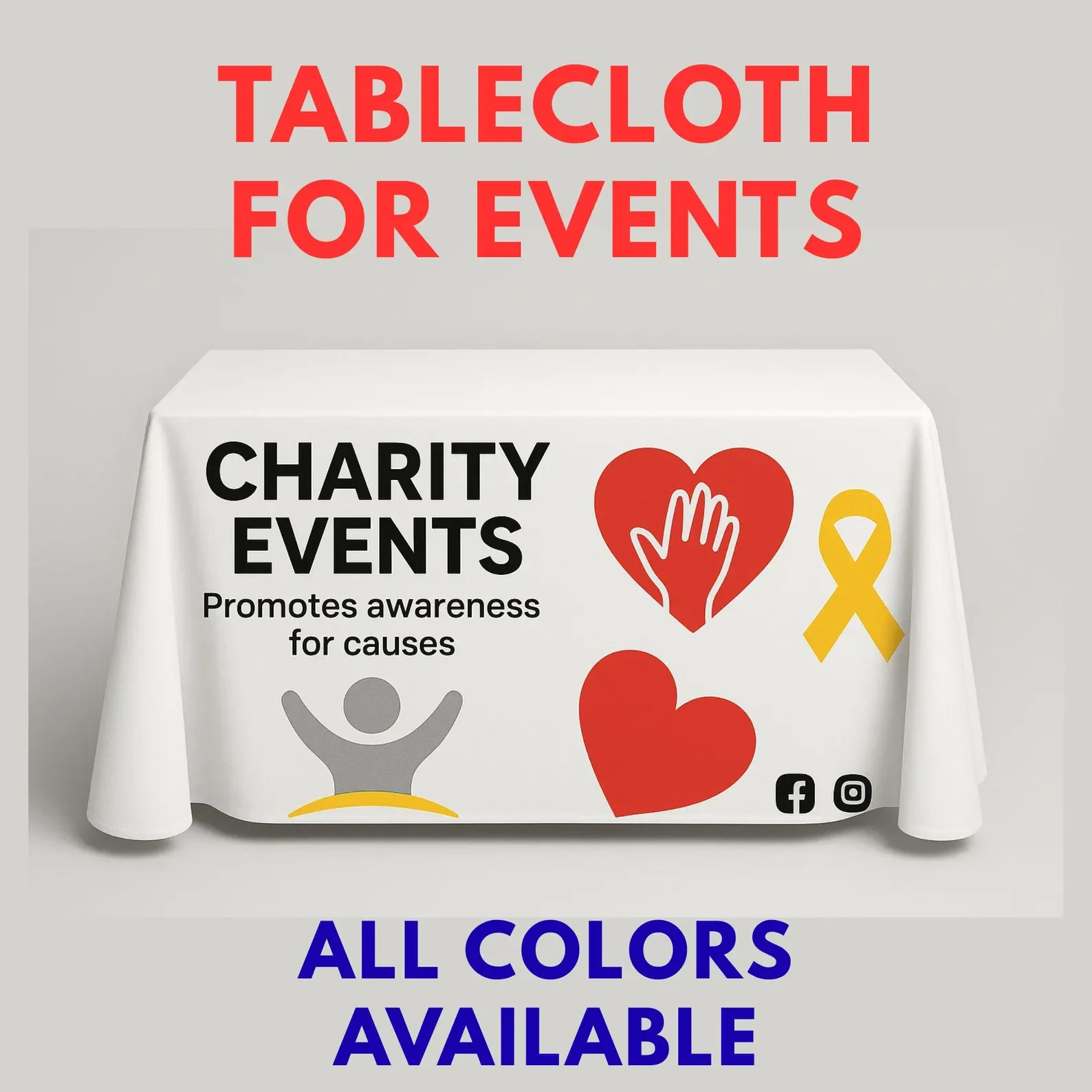 Custom Logo Stretch Tablecloth Spandex Table Cover Personalized Table Cover for Charity Event Trade Show Booth Vendor Display
