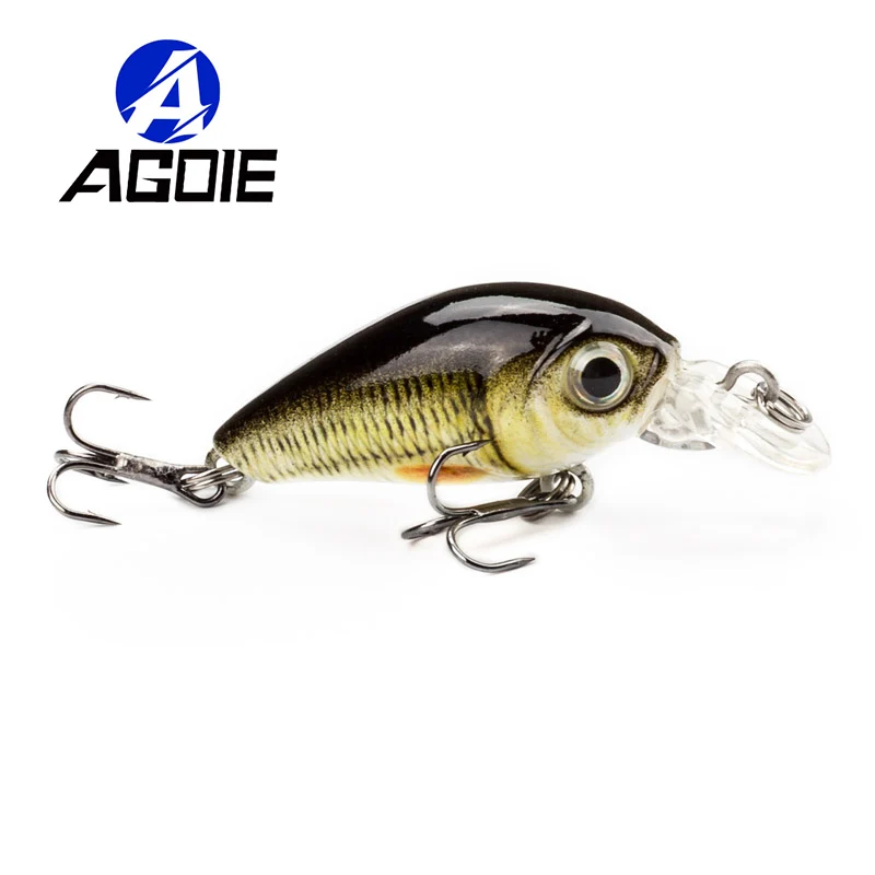 

Agoie Mini Fishing Lure 48mm/3.8g Topwater Minnow Wobblers Crankbait Artificial Hard Bait Floating Pike Treble Hooks Tackle