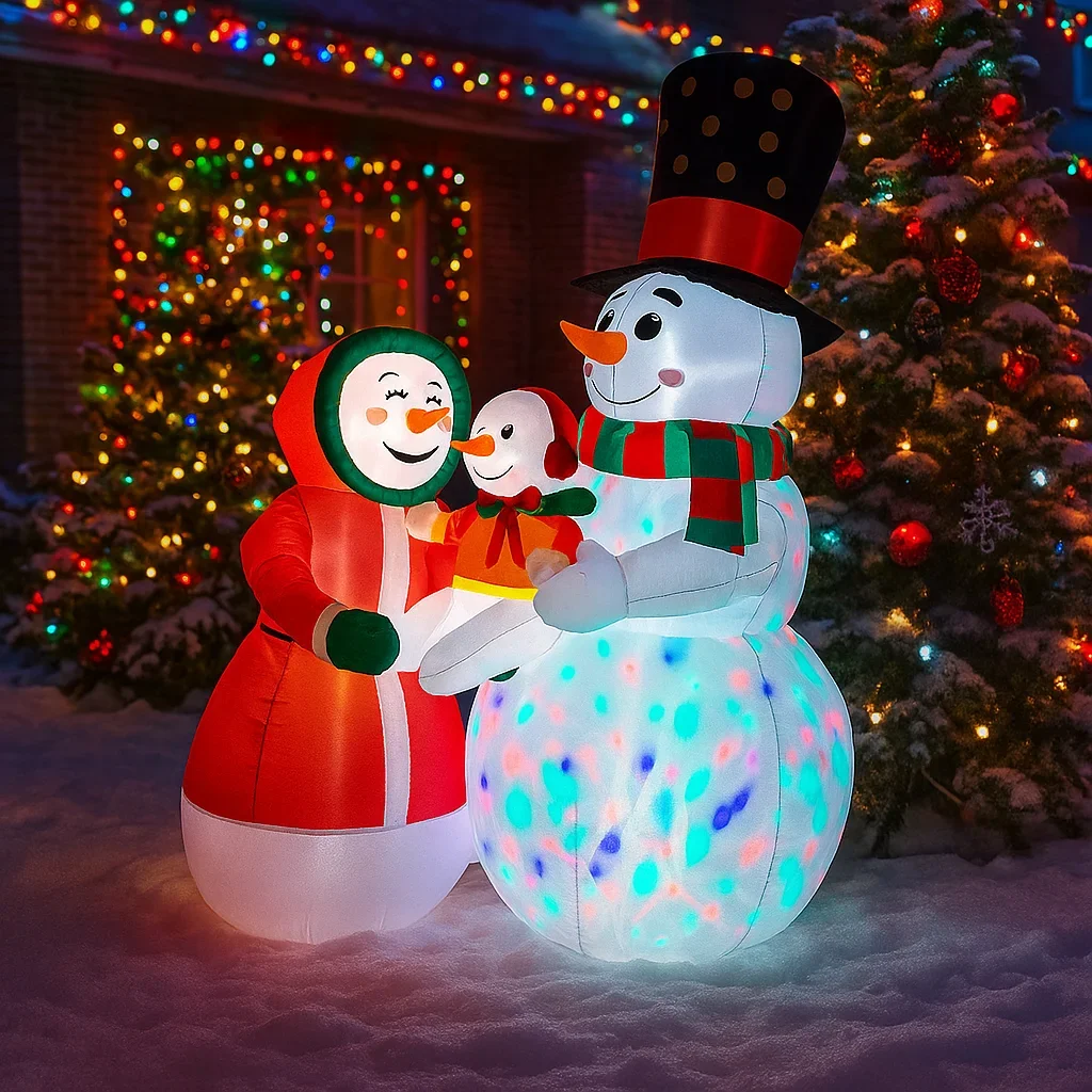6FTchristmas Decorations Inflatable Snowman Family Outdoor Toys Home Yard Ornaments With LED Decor Christmas Supplies Holiday