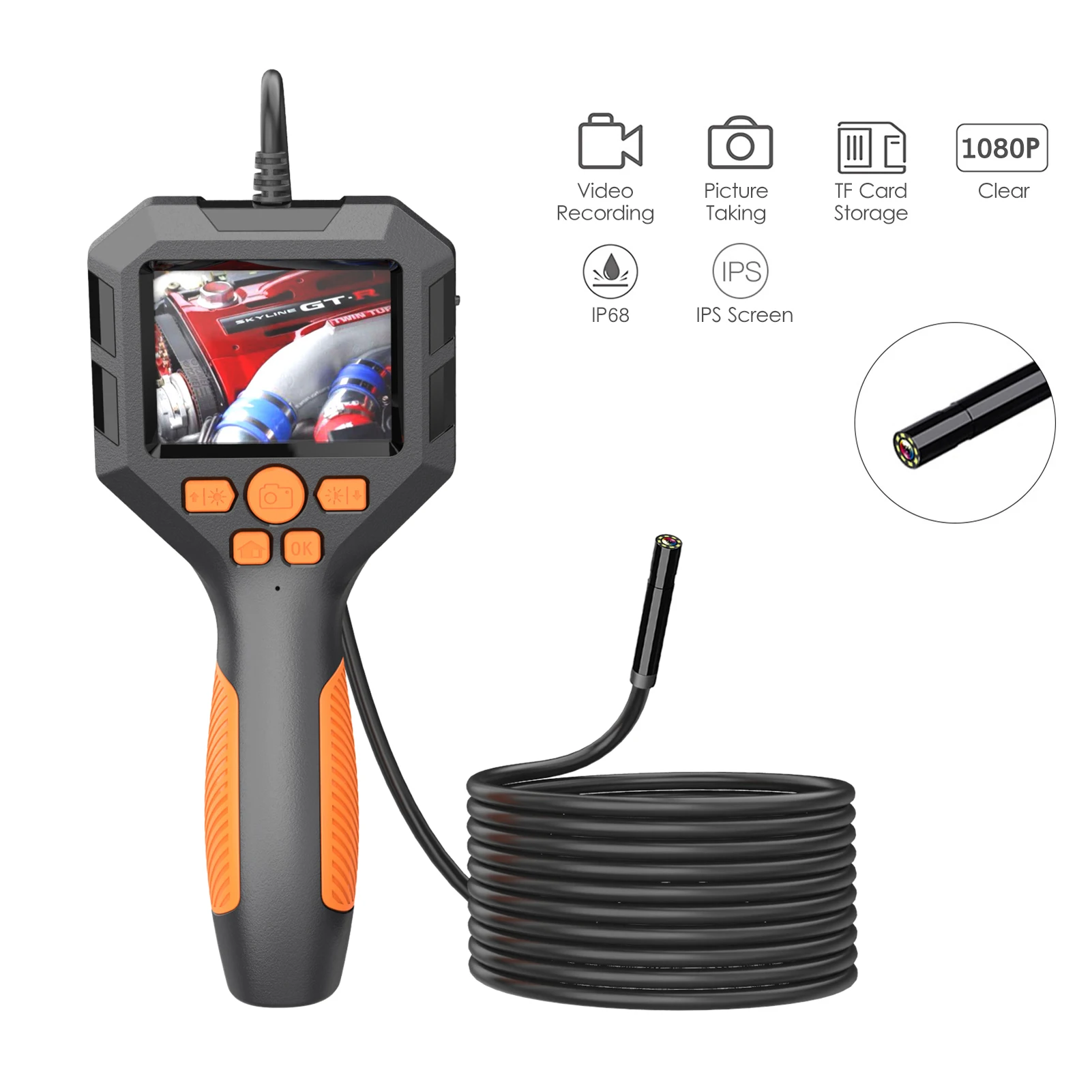 Industrial Endoscope 1080P Digital Borescope IP68 Waterproof Snake Scope Camera Electronic Camera Video Picture