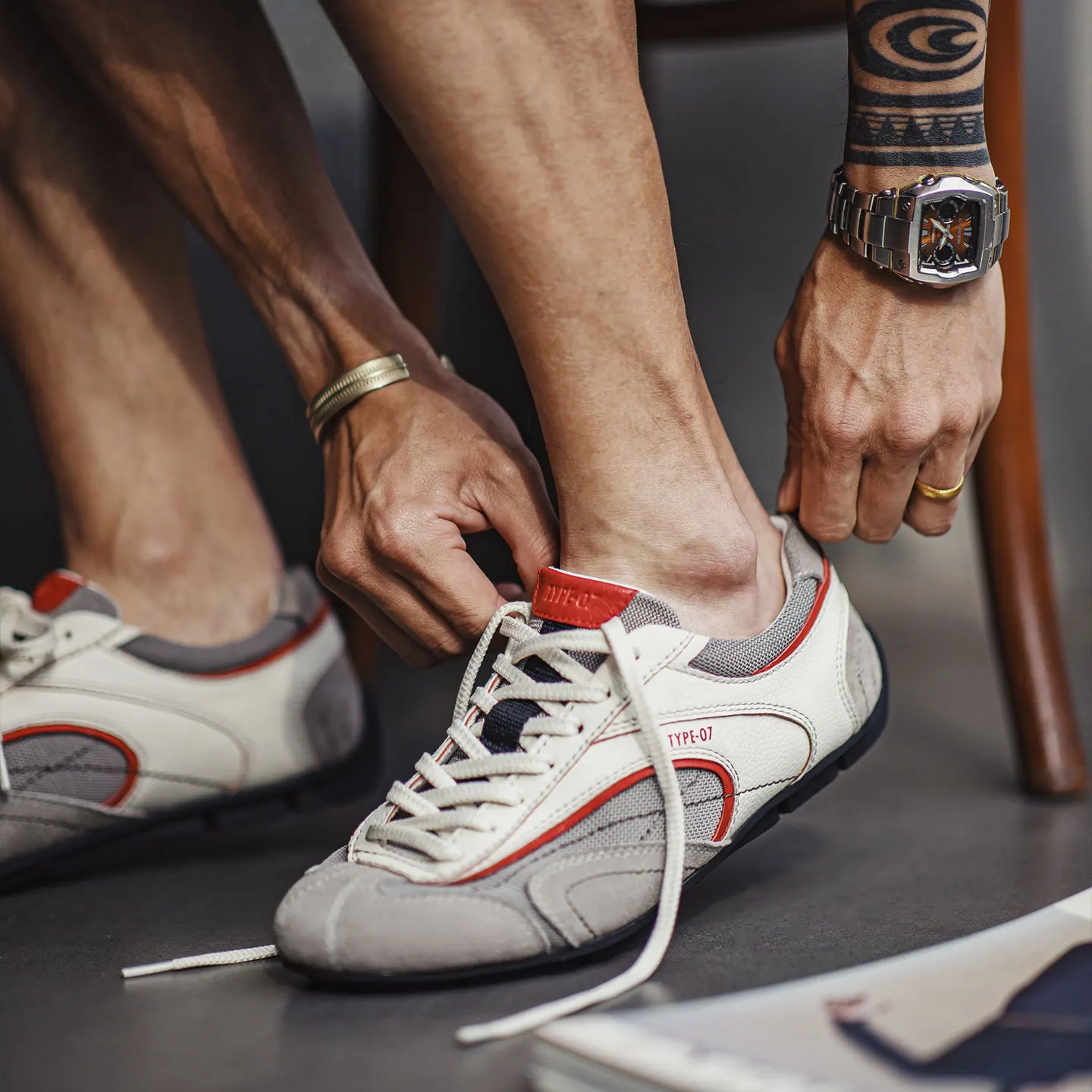 

Maden Summer Men's Sports Shoes Vintage Patchwork German Trainer Sneakers Spring and Low Breathable Racing Shoes Casual Shoes