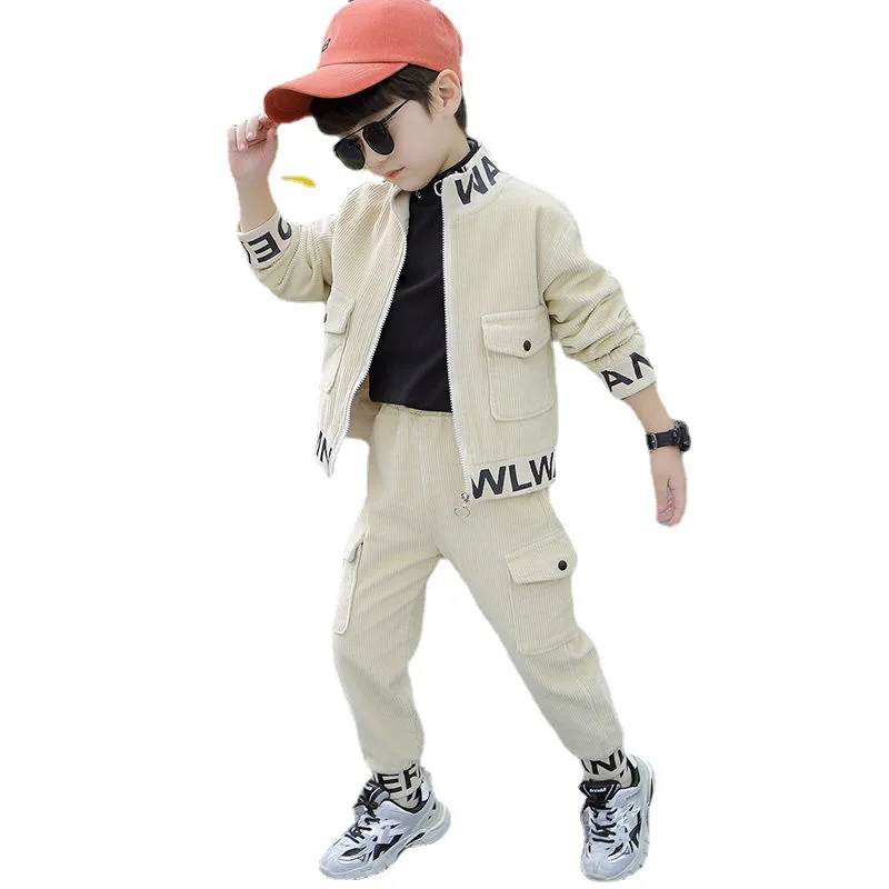 Boys\' Clothes Sets Coat+Pants 2PCS/Set Cotton 2023 Spring Autumn Sportswear Suit Tracksuit Teenagers Children Clothing