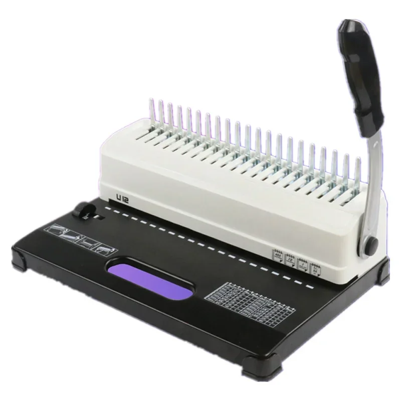 ماكينة تجليد المشط U12 مشبك حلقة مطاطي يدوي 21 فتحة ماكينة تجليد المستندات الورقية A4 ماكينة تثقيب القسيمة ماكينة تجليد #1