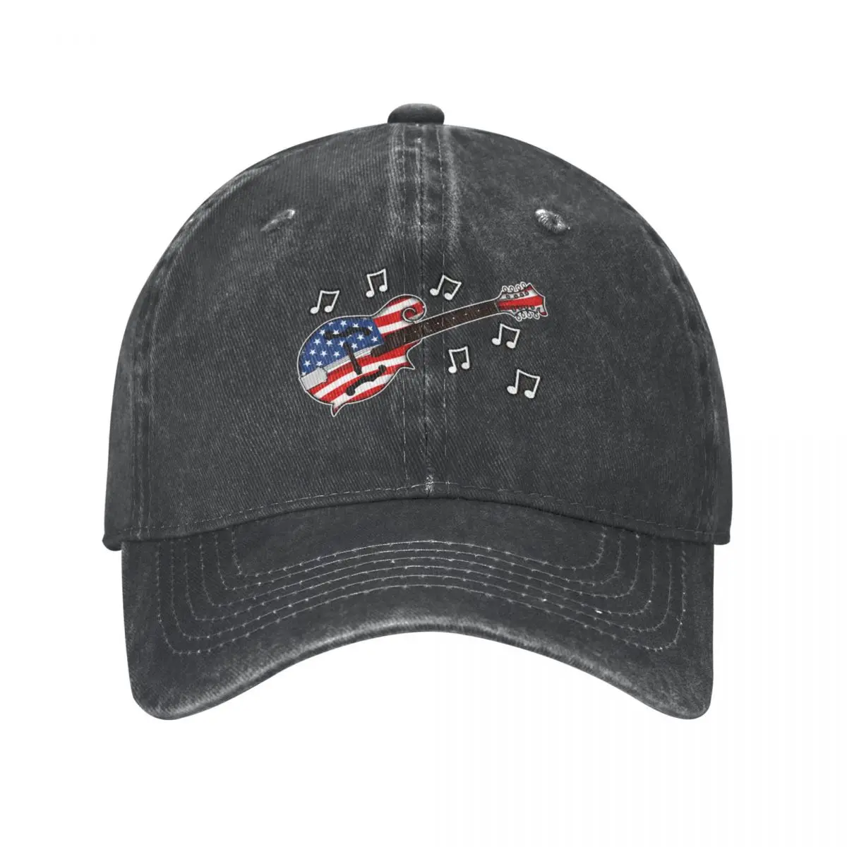 4th July Mandolin America Rocks USA Flag Mandolinist Cowboy Hat Trucker Hat Big Size Hat Golf Cap Women's Beach Visor Men's