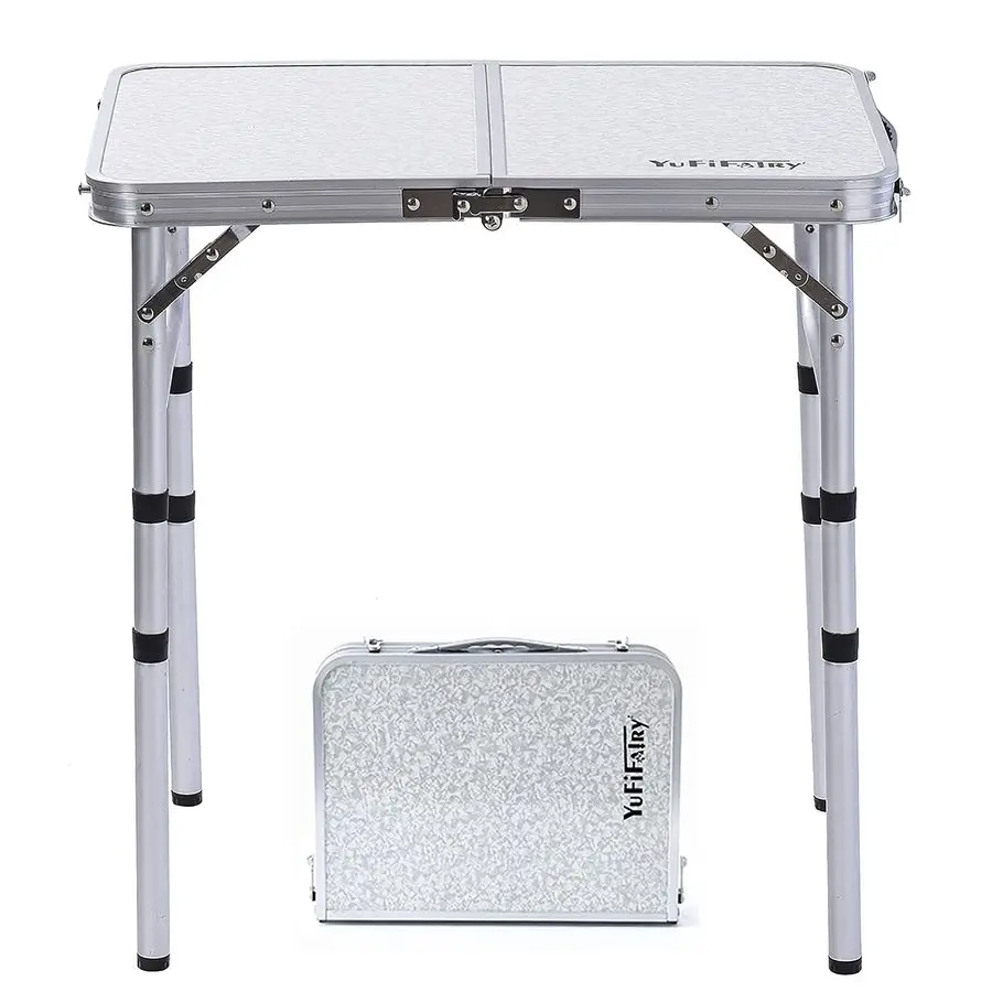

Small Folding Table Portable, 24L x16W Foldable Camp Table with 3 Adjustable Height, Indoor Outdoor Lightweight Aluminum for Ou
