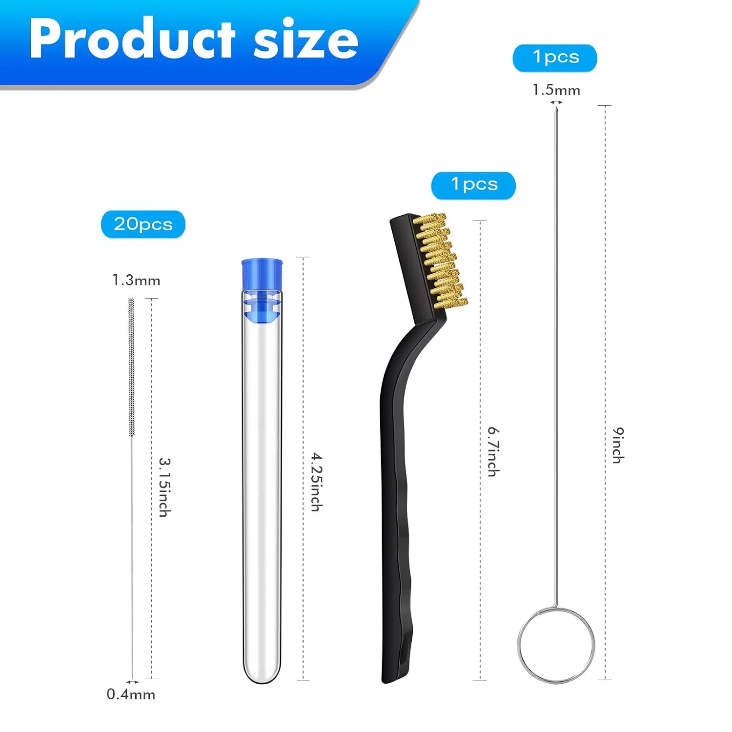 22Pcs 3D Printer Nozzle Cleaning Kit – Nozzle Cleaner 3D Printer With 1.5mm Clog Poke, 20x 0.4mm Needles & Wire Brush, For Unclo