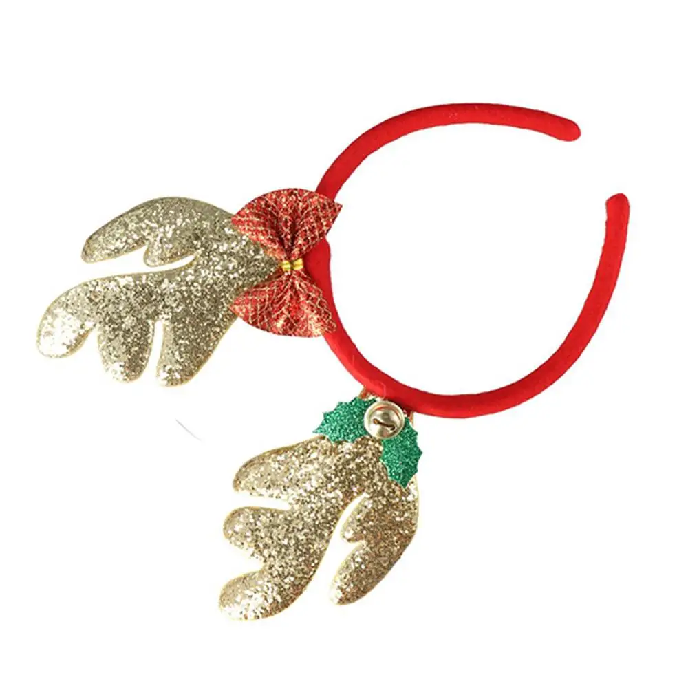 لينة سانتا أجراس عيد الميلاد قبعة حزب اللباس عيد الميلاد الديكور عيد الميلاد رباط شعر قرون عقال طوق الشعر الإناث