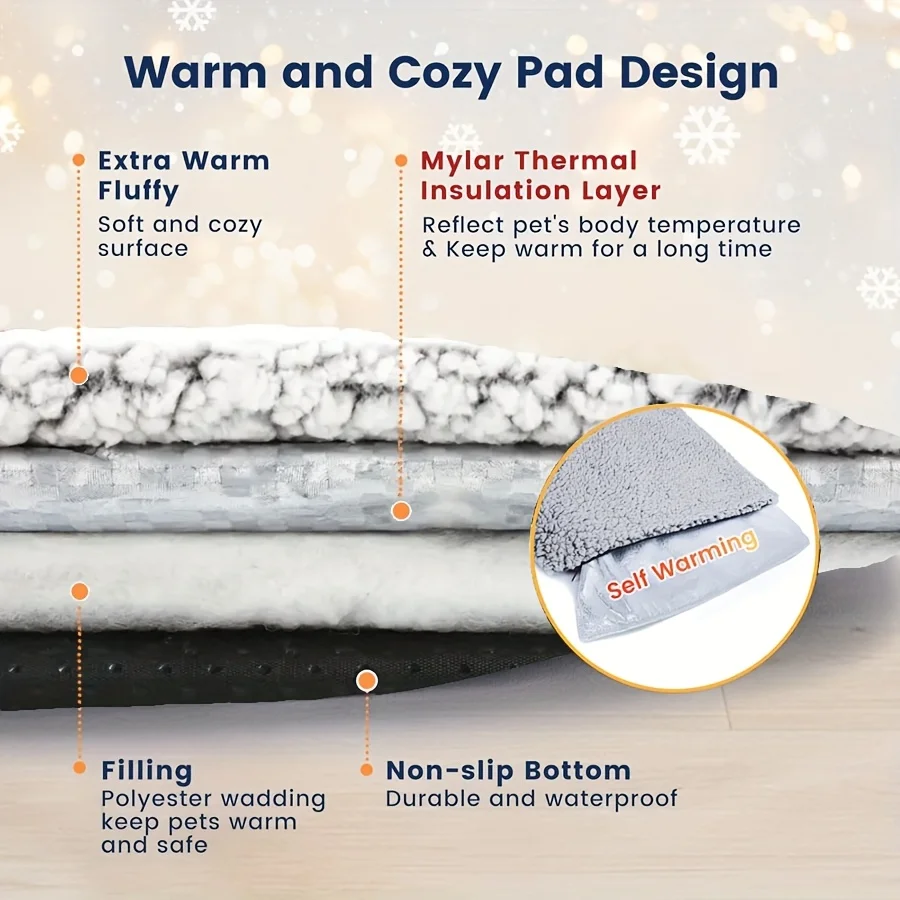 Winter Detachable Pet Heating Pad Washable Pet Mat for Cats and Dogs Thermal Insulation Heating Warm Pad Reusable Pet Mat for view 6