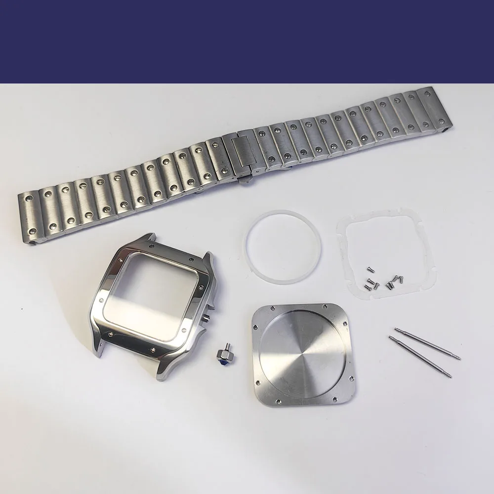 38 مللي متر مربع حالة الفضة حزام الفولاذ المقاوم للصدأ لإصلاح أجزاء وملحقات التجميع لساعات الحركة الأوتوماتيكية NH34 NH35