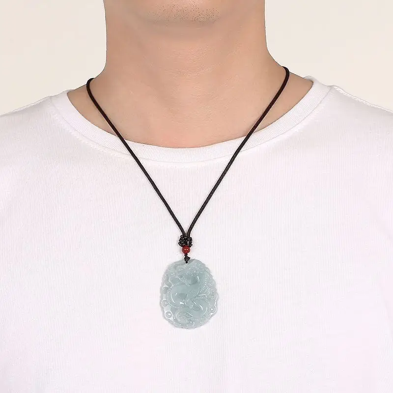 Jadeite Dragon  Genuine A-goods Zodiac Dragon Man Jade Pendant Necklace Men Jade Pendant A-goods Lace Dragon