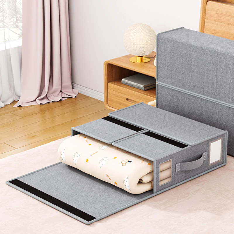 Home Non Woven Bed Sheet Visual Storage Box Clothing Fabric Bed Sheet Storage Wardrobe Bedroom Duvet Cover Folding Storage Box