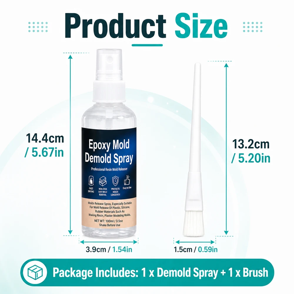 Mold Release Spray for Resin Molds – Water-Based Silicone Release & Protectant for Silicone and Epoxy Resin Molds, Fast-Drying