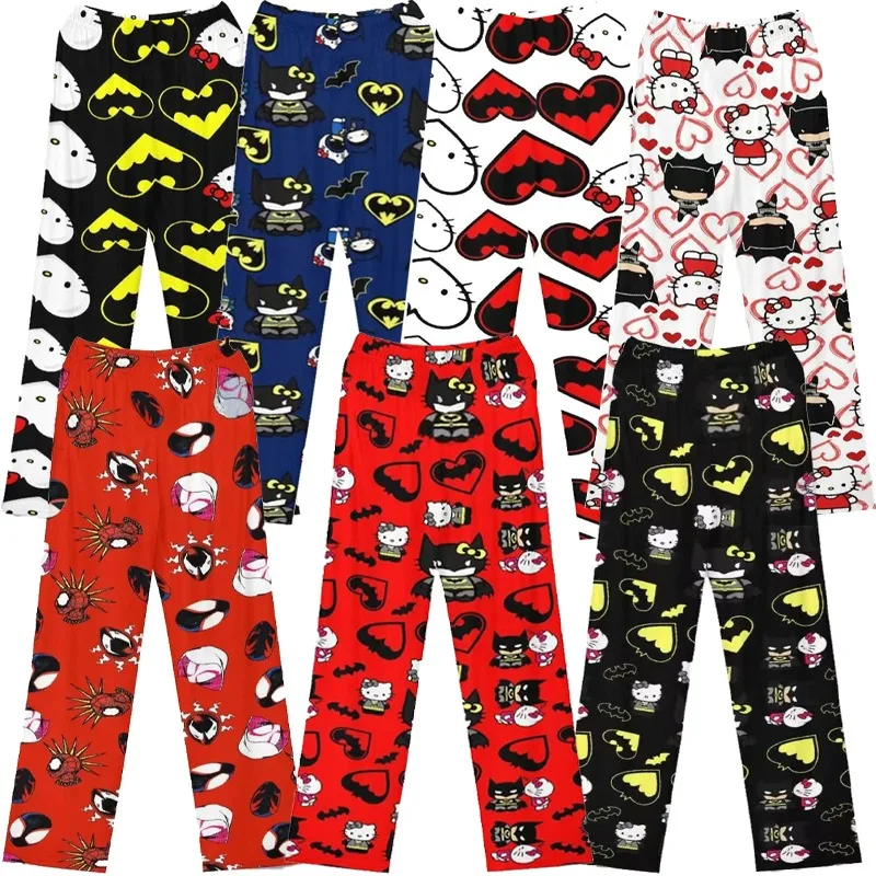 

Hello Kitty Cotton Loose Lady Pajama Pants Spider-Man Pyjama Trousers Batman Cartoon Sleep Bottoms Lounge Wear Girl Sleep Pants