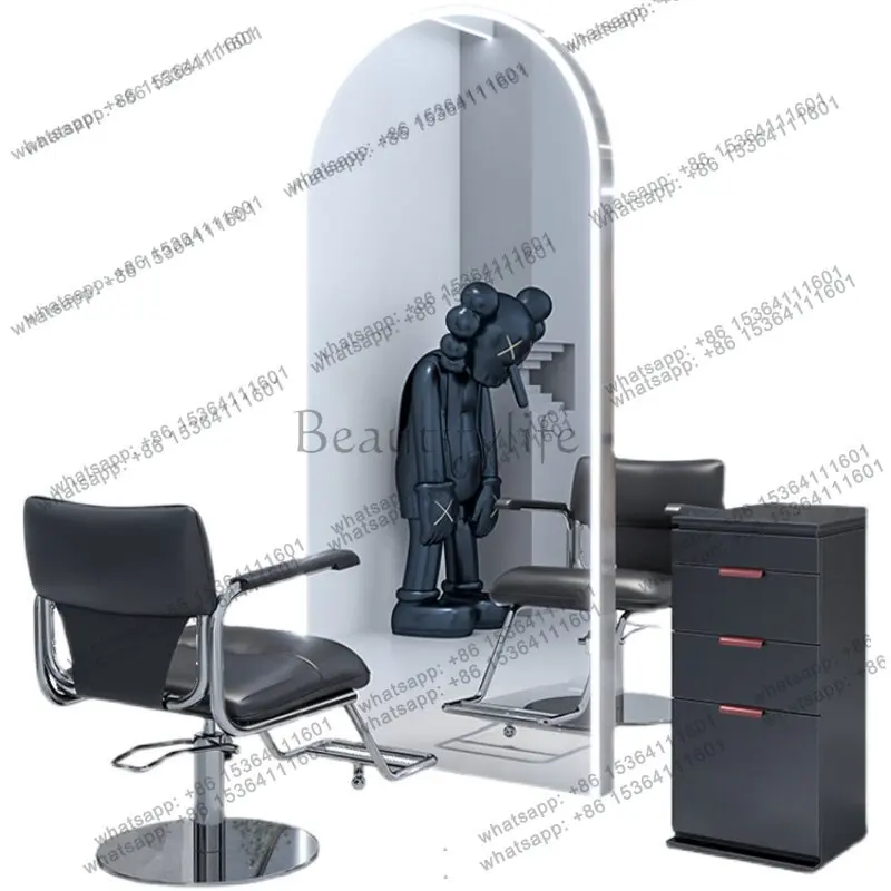 Hair Salon Single and Double-sided Mirror Hair Salon Special Floor-to-ceiling Wall-mounted Hair Cutting Mirror with Lamp