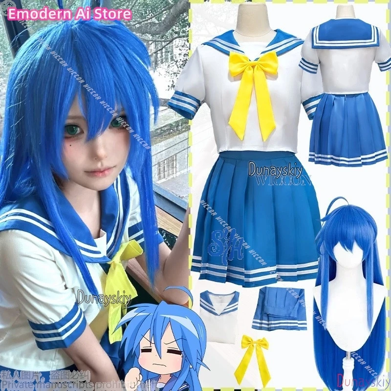 

Lucky Anime Star Косплей Izumi Konata 코스프레 Kawaii Японский Лоли JK Синий школьный костюм моряка Прекрасное милое платье Хэллоуин Вечеринка