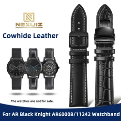 20mm 22mm Universal Black Cowhide Watch Strap For Armani Black Knight AR11242 AR2447 1918 60008 AX1326 Watchband Waterproof Belt
