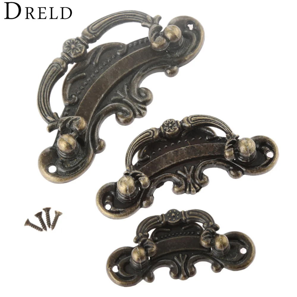 DRELD Antique Furniture Handle Vintage Drawer Cabinets Knobs and Handles Door Cupboard Handles Kitchen Pull Furniture Fittings