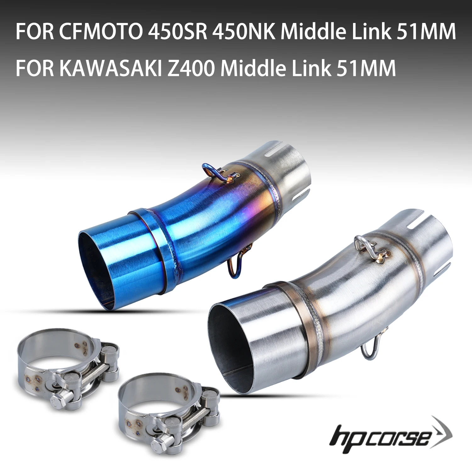 Slip On For CFMOTO 450NK SR For Kawasaki Z400 Motorcycle Exhaust Escape System Modified 51mm Muffler Middle Link Pipe