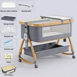 Aluminum Alloy Frame baby crib Baby Bassinet, bed foldable bed newborn splintered bed Baby Cradle with matress and nursing table