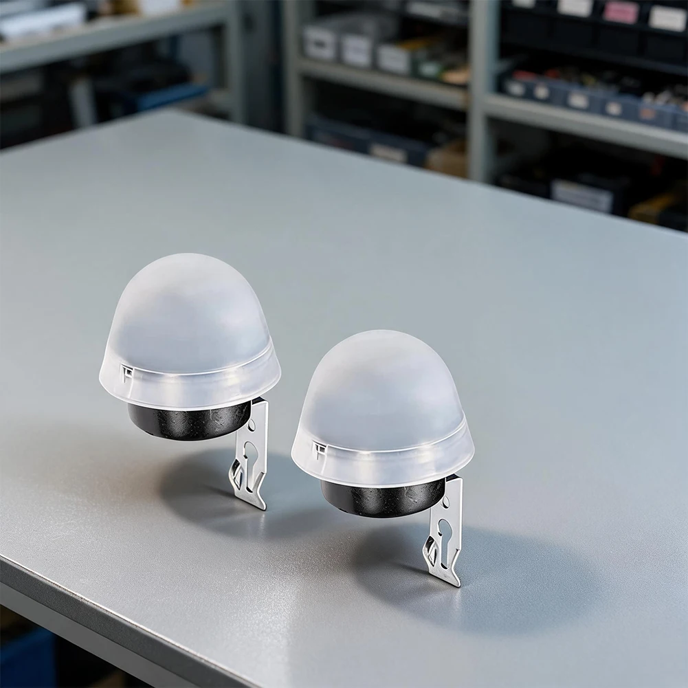 2pcs Rainproof Light Control Switch with Photo Sensor for Street Lighting Systems Outdoor Lighting Automation Solutions